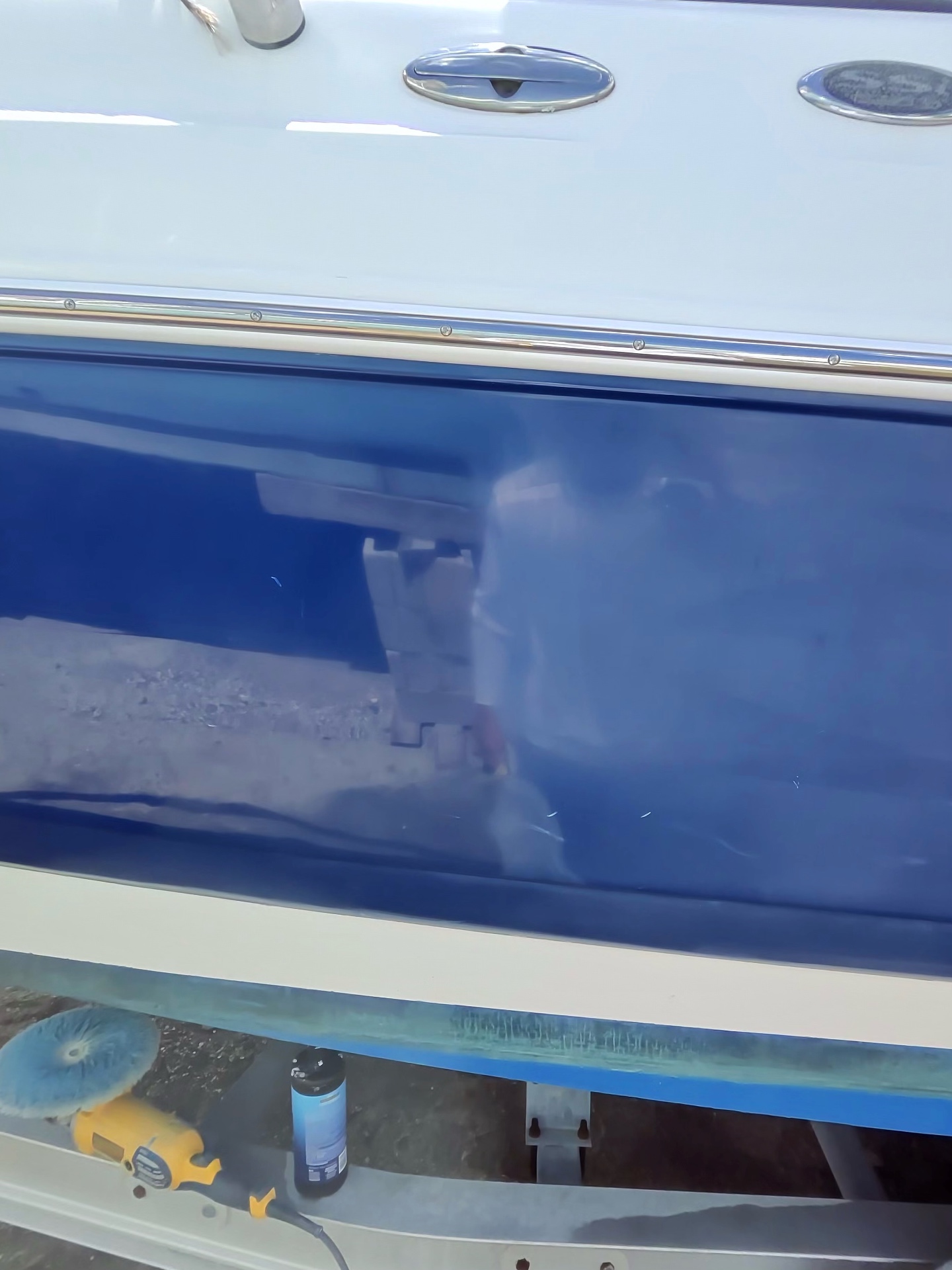 Wet-sanded blue hull